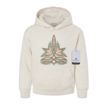 Western Boot Stitch Youth Kids Western Pullover Hoodie Oatmeal