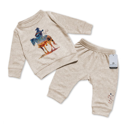 Where The Buffalo Roam - Infant Watercolor Western 2 Piece Sweatsuit