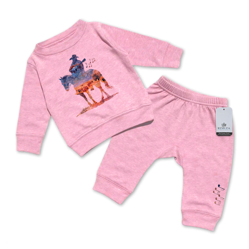 Where The Buffalo Roam - Infant Watercolor Western 2 Piece Sweatsuit