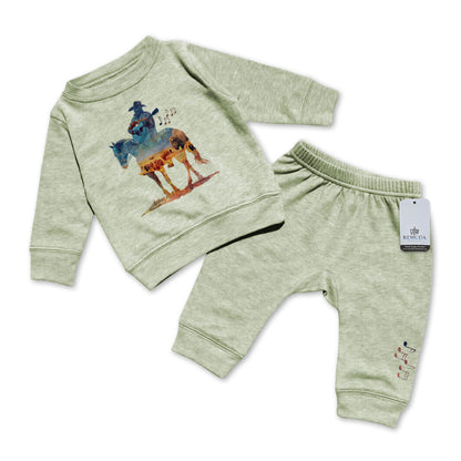Where The Buffalo Roam - Infant Watercolor Western 2 Piece Sweatsuit