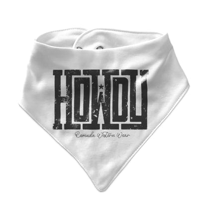 Say 'Howdy' to mess-free meals with our white infant bandana style western bib. Perfect for your little cowboy or cowgirl.