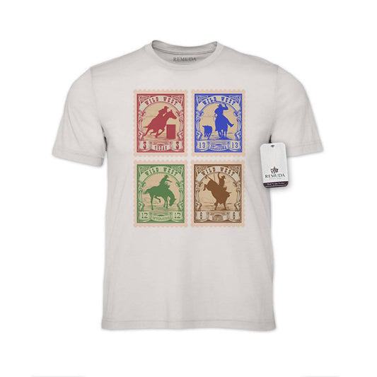 Wild West Rodeo Stamps Adult Unisex Western Tee T-Shirt Cement