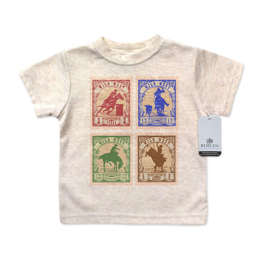 Wild West Rodeo Stamps Infant Kids Western Tee T-Shirt Oatmeal