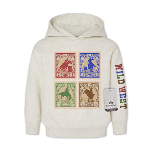 Wild West Rodeo Stamps Toddler Western Pullover Hoodie Oatmeal